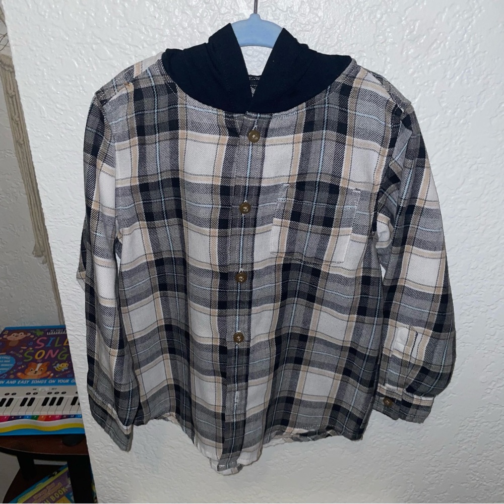 Kid’s Headquarters - Kids’ Plaid Hooded Button-Down Shirt